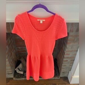 Mi Ami Womens Neon Orange Ribbed Sweater Dress Mini Dress size Small
